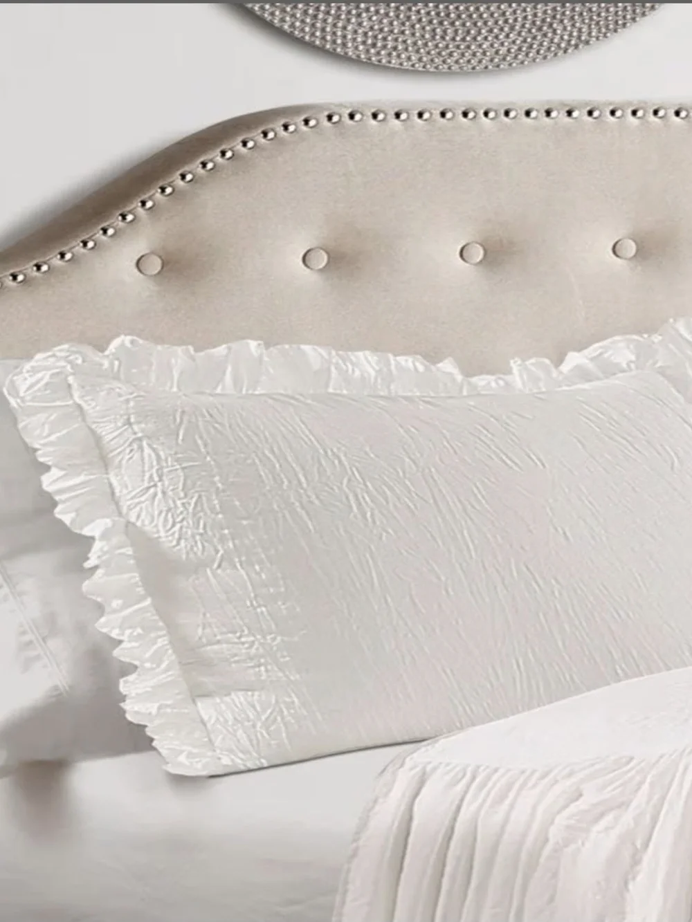 2 KING White Ruffled Pillow Shams - LUSH Decor